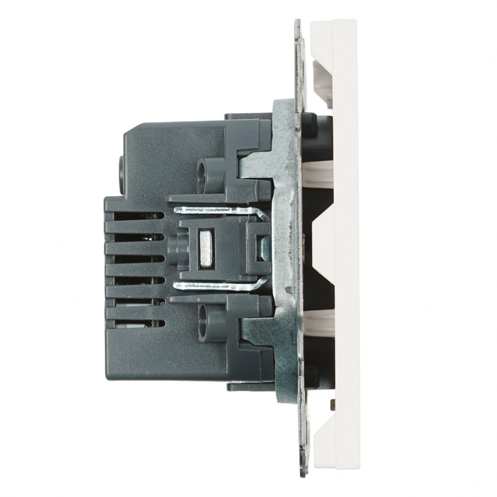 Розетка 2-местная USB + Type C (механизм), STEKKER, 250В, 20W, серия Эмили, RST10-5115-01, белый фарфор, soft touch, артикул STEKKER 49879