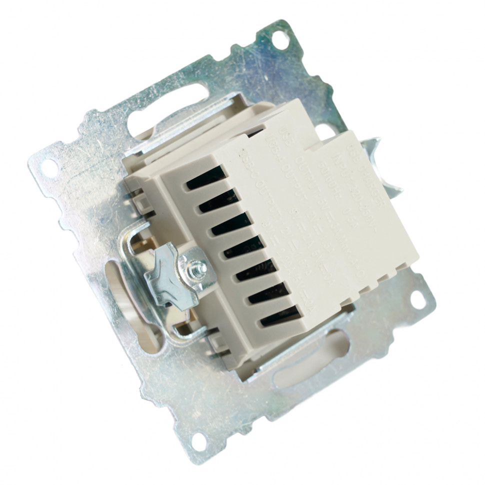 Розетка 2-местная USB + type C (механизм), 250В, 3А, max 20W, STEKKER, GLS10-7116-08, серия Катрин, золото, артикул STEKKER 50053