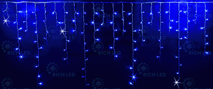 RL-i3*0.9F-T/B Гирлянда бахрома 3*0.9 м синий, мерцание, прозрачный провод Rich LED 
