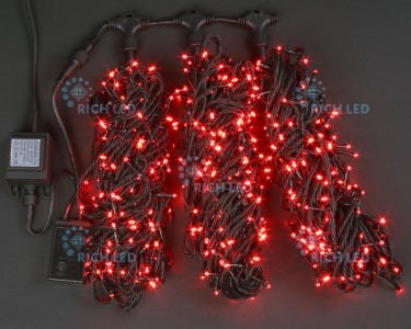 RL-T3*20N2-B/R Светодиодная гирлянда 3 Нити по 20 м с контр, красный Rich LED 