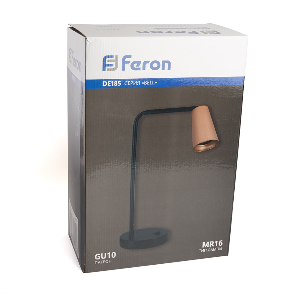 Светильник под лампу Feron DE185 BELL MR16 35W, 230V, GU10, золото и чёрный, артикул FERON 48426