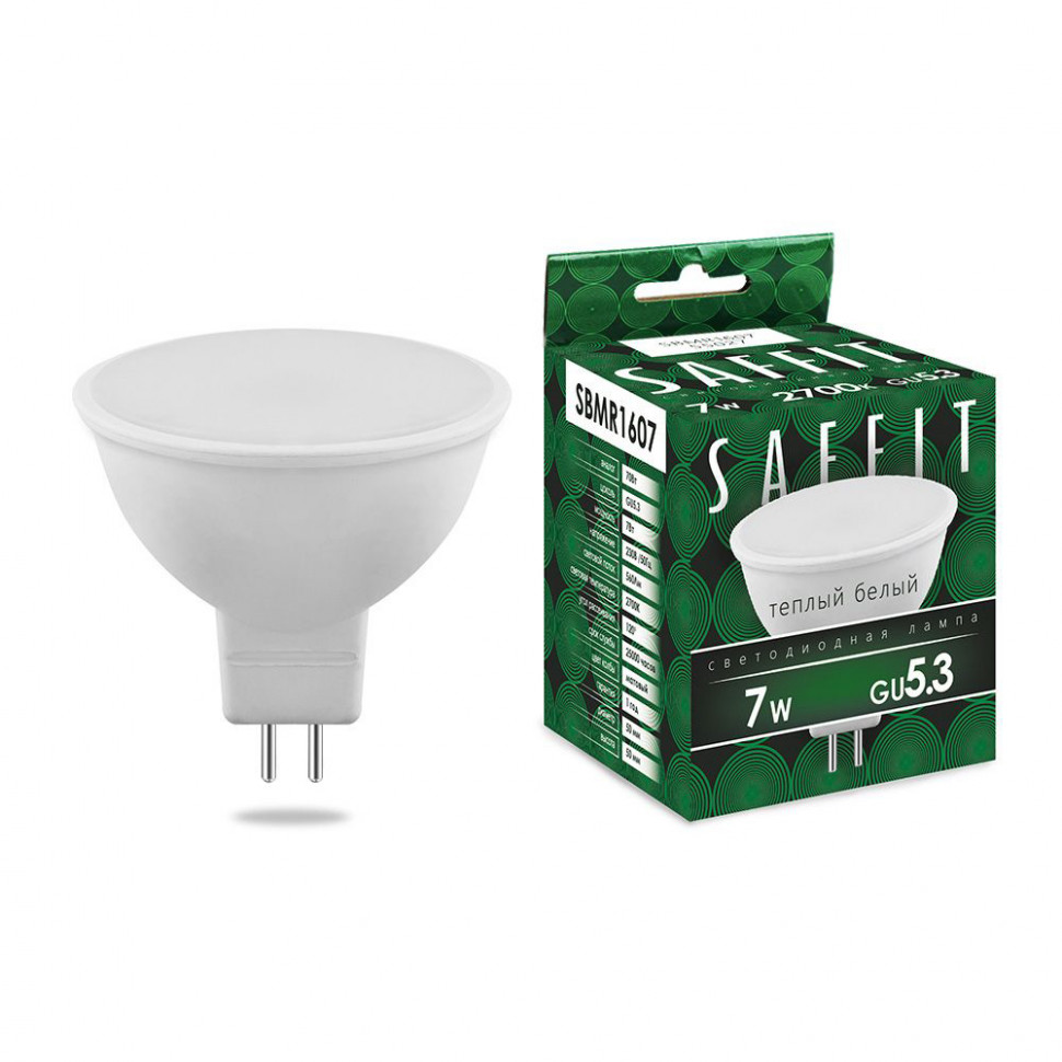 Лампа светодиодная SAFFIT SBMR1607 MR16 GU5.3 7W 230V 2700K, артикул SAFFIT 55027
