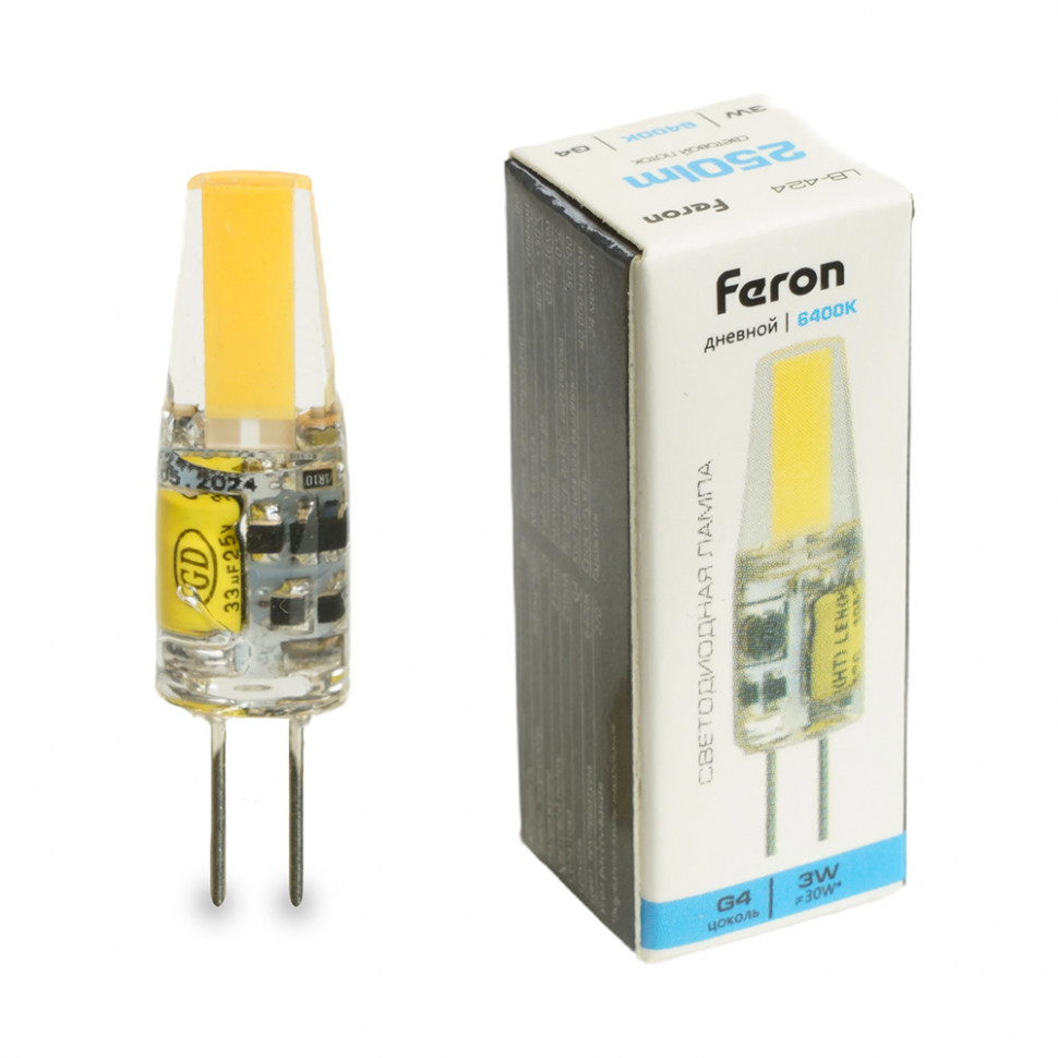 Лампа светодиодная Feron LB-424 G4 3W 12V 6400K, артикул FERON 51172