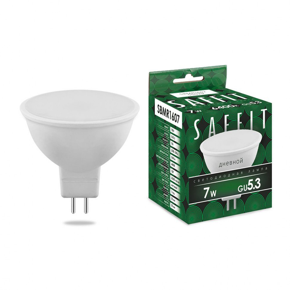 Лампа светодиодная SAFFIT SBMR1607 MR16 GU5.3 7W 230V 6400K, артикул SAFFIT 55029