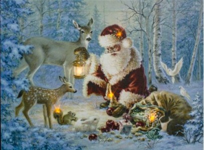 26970 Новогодняя картина на батарейке с внутренней подсветкой &quot;Санта Клаус&quot;, LT113 Новогодняя картина на батарейке с внутренней подсветкой "Санта Клаус", LT113