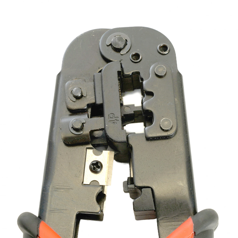 Кримпер STEKKER CTLS007 для обжима RJ разъемов RJ-45 (8P8C), RJ-12 (6P6C) и RJ-11 (6P4C и 6P2C), черный, красный, артикул STEKKER 49613