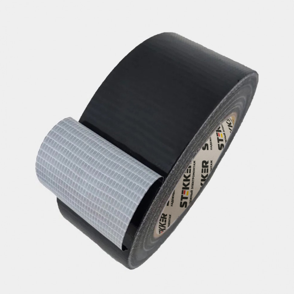Армированная клейкая лента STEKKER INTP4-02148-40  0,21*48 мм, 40м, на тканевой основе, черный, артикул STEKKER 50083