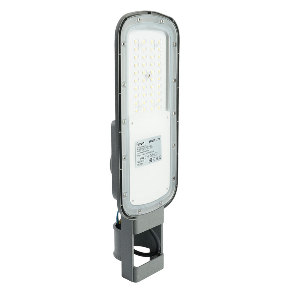 Светодиодный уличный консольный светильник Feron SP3070 30W 5000K 90-300V, серый, артикул FERON 51796