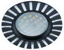 Светильник Ecola MR16 DL3183 GU5.3  встр. литой (скрытый крепеж лампы) Черный/Алюм Полоски по кругу 23x78
