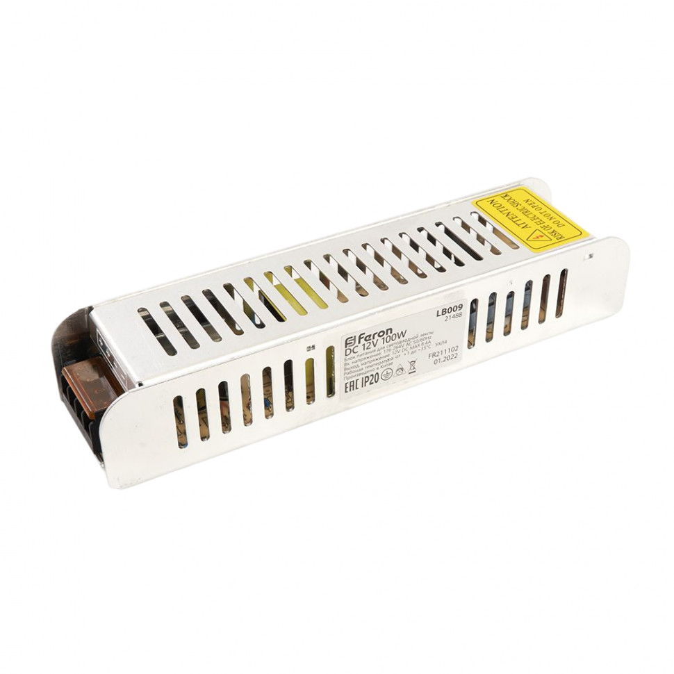 Трансформатор электронный для светодиодной ленты 100W 12V (драйвер), LB009 FERON, артикул FERON 21488