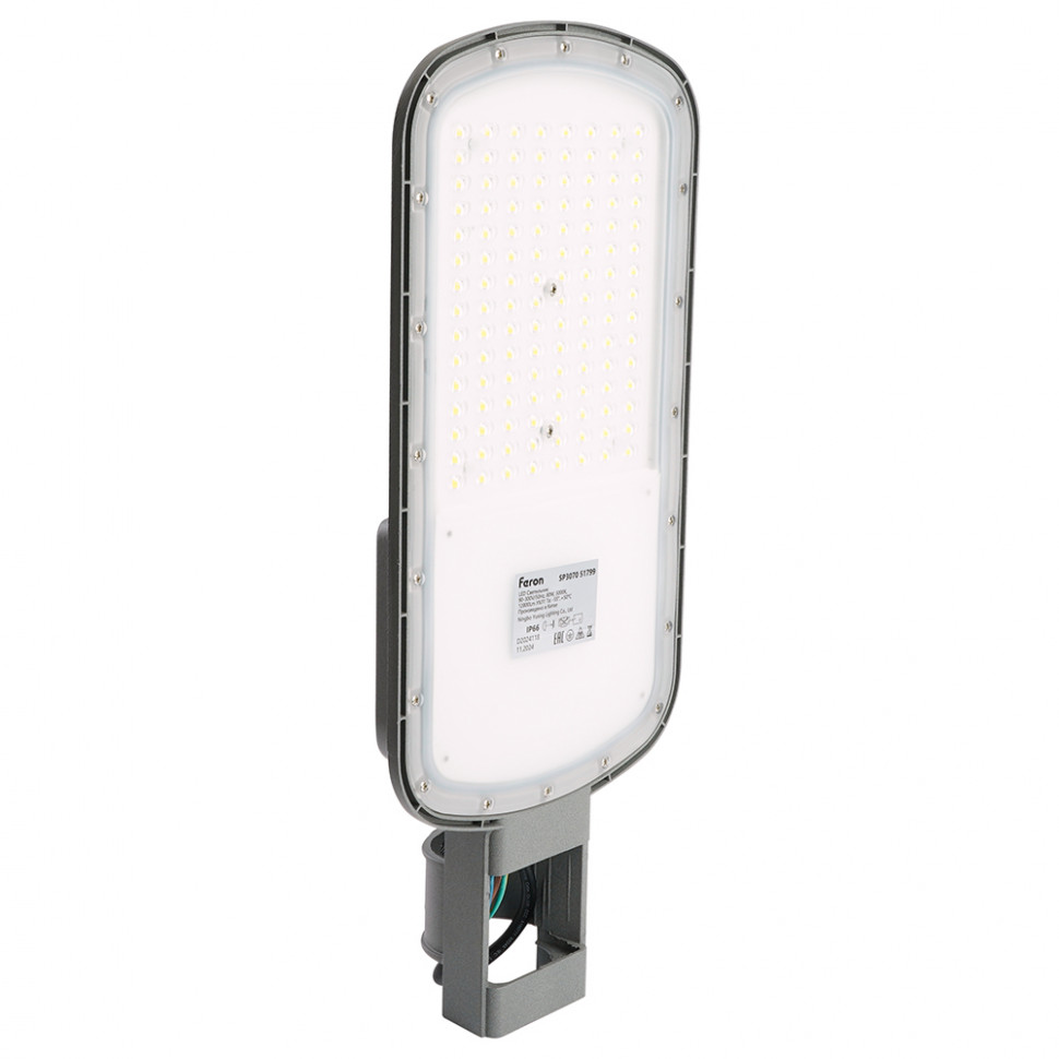 Светодиодный уличный консольный светильник Feron SP3070 80W 5000K AC90-300V, серый, артикул FERON 51799