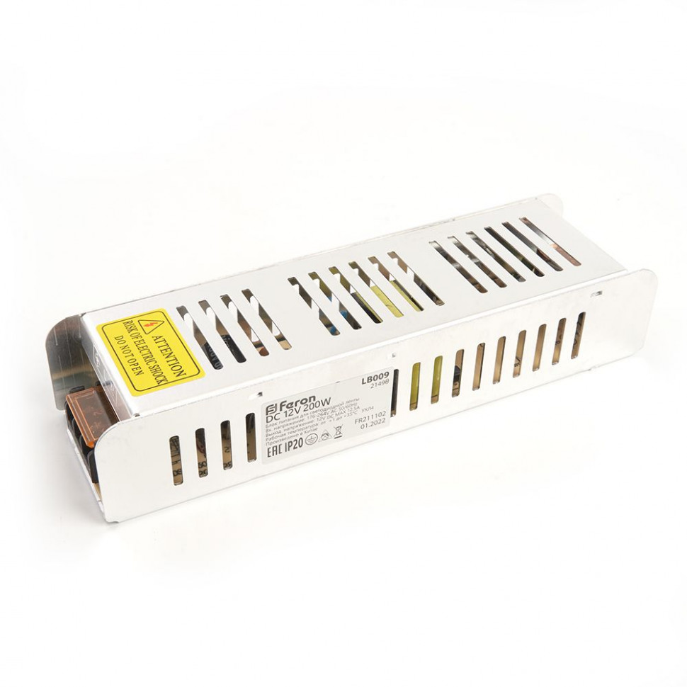 Трансформатор электронный для светодиодной ленты 200W 12V (драйвер), LB009 FERON, артикул FERON 21498