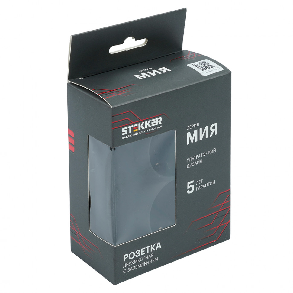 Розетка 2-местная с защитной шторкой (механизм), STEKKER, б/з, 250В, 16А, серия Мия, RST16-3109-01, белая магнолия, артикул STEKKER 50917