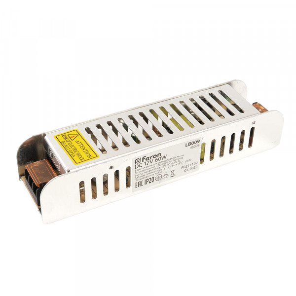 Трансформатор электронный для светодиодной ленты 60W 12V (драйвер), LB009 FERON