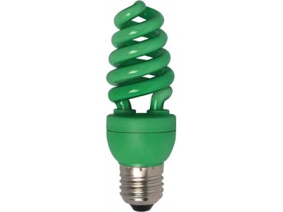 Z7CG15ECB Цветная лампа Ecola Spiral Color 15W 220V E27 Green Зеленый 124x45 