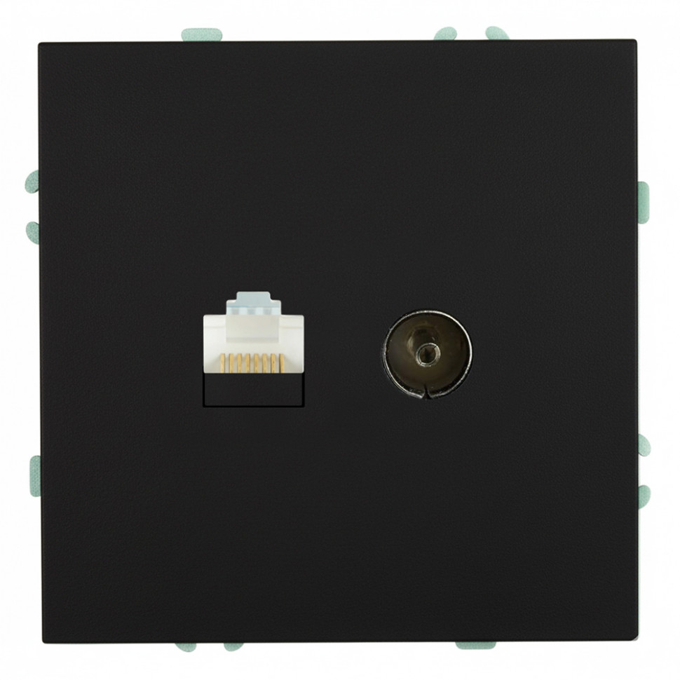 Розетка TV + компьютерная RJ-45 (механизм), STEKKER, RST00-5106-05, серия Эмили, черный уголь, soft touch, артикул STEKKER 49846