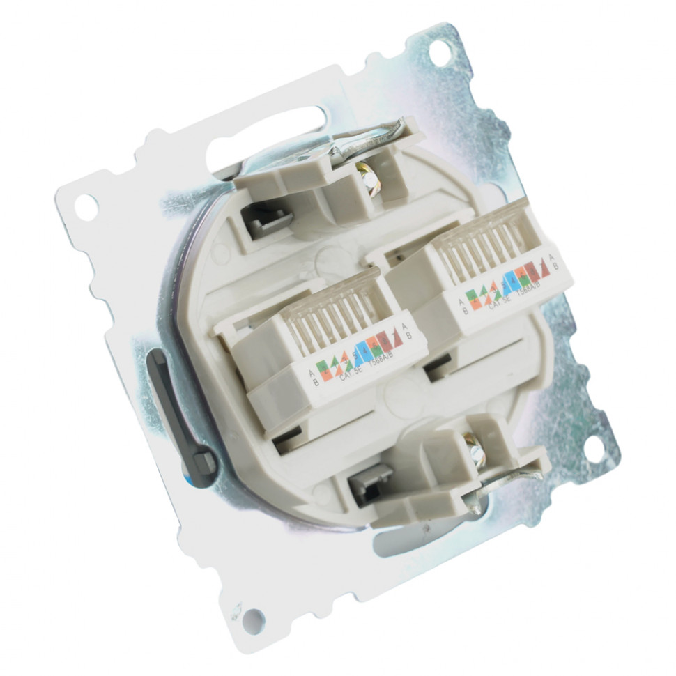 Розетка компьютерная 2-местная RJ-45 (механизм) STEKKER GLS00-7109-06 , серия Катрин, графит, артикул STEKKER 50008