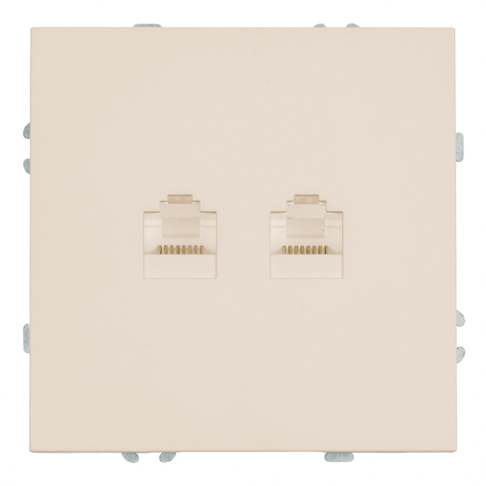 Розетка компьютерная 2-местная RJ-45 (механизм), STEKKER, серия Эмили, RST00-5111-08, кашемир, soft touch, артикул STEKKER 49900