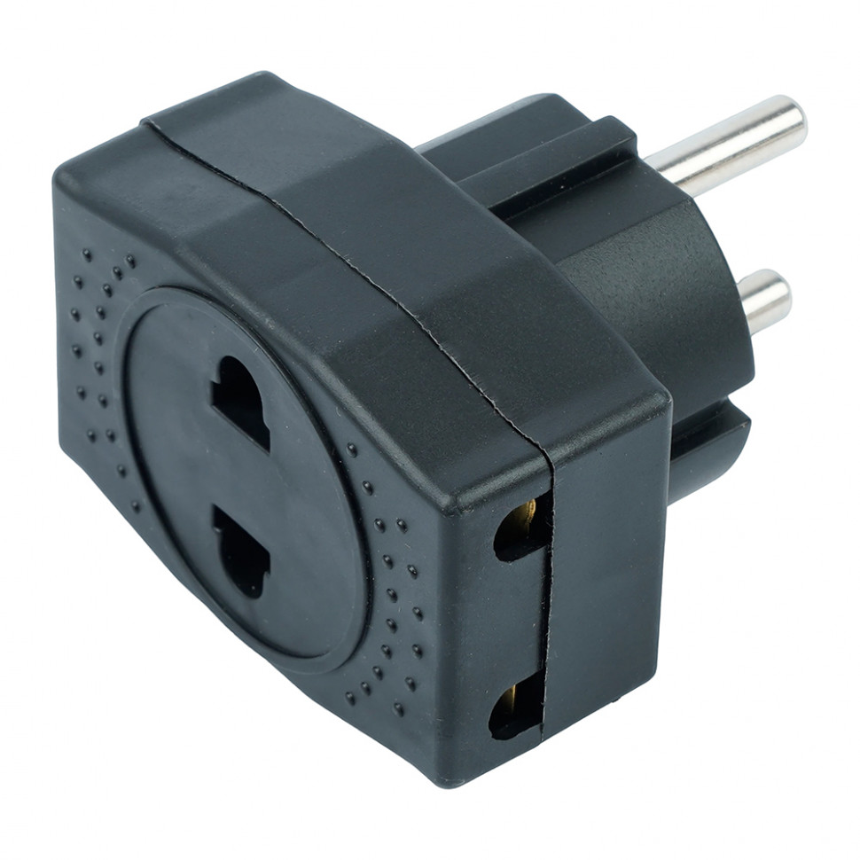 Разветвитель сетевой 3-местный компактный  б/з STEKKER ADP10-16-20, 250V, 10A, черный, артикул STEKKER 39295