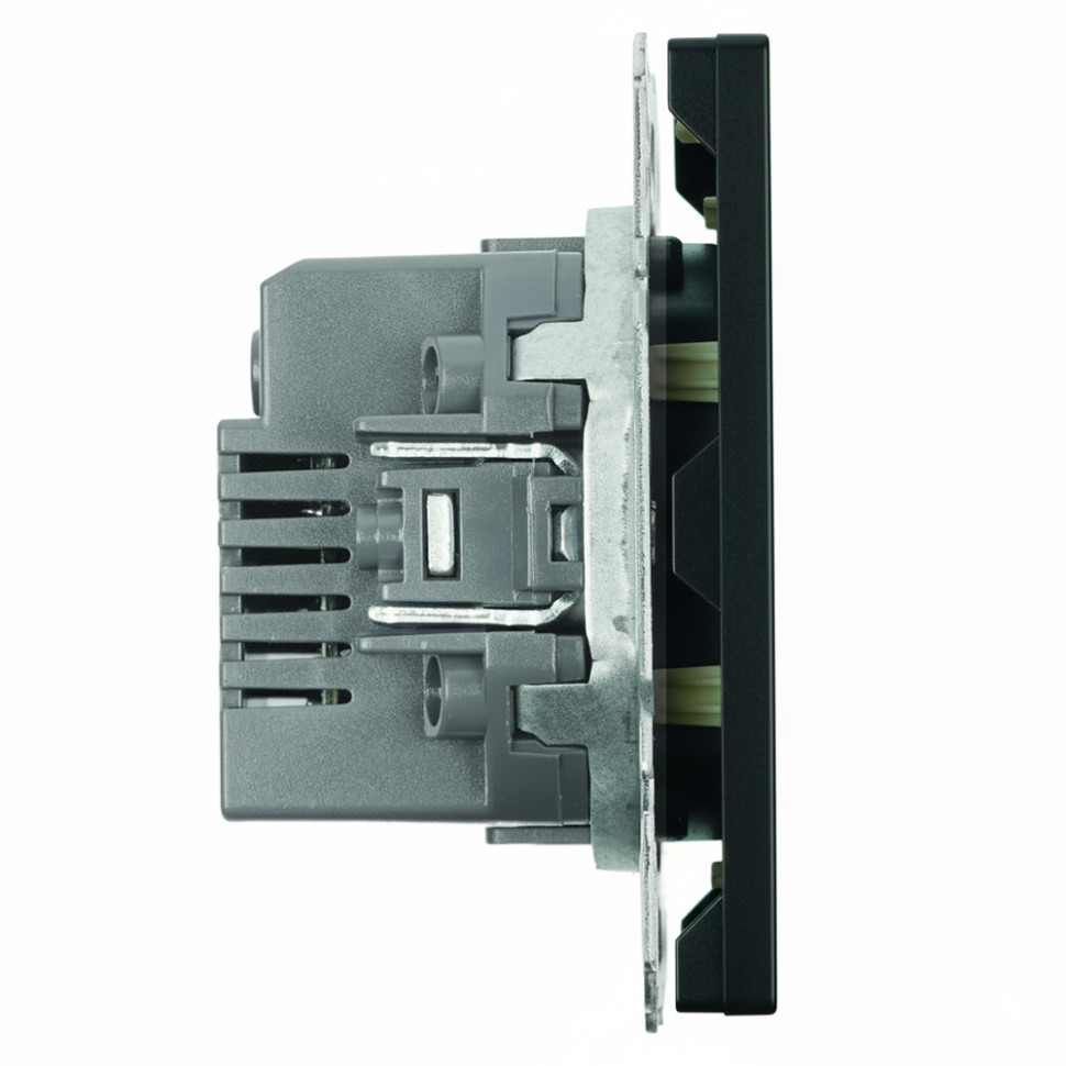 Розетка 2-местная USB + Type C (механизм), STEKKER, 250В, 20W, серия Эмили, RST10-5115-05, черный уголь, soft touch, артикул STEKKER 49853