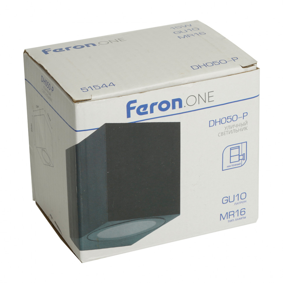 Светильник садово-парковый Feron.ONE DH050-P,на стену, GU10 220-240V, черный пластик, артикул FERON 51544