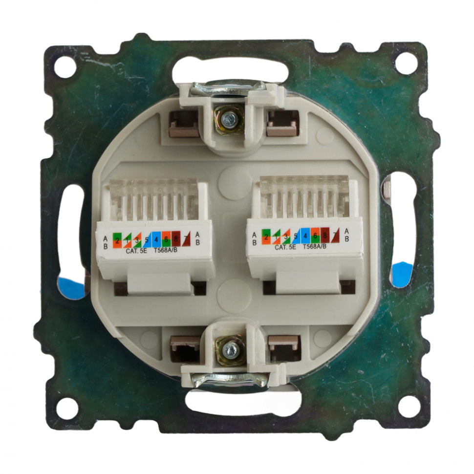 Розетка компьютерная 2-местная RJ-45 (механизм) STEKKER GLS00-7109-02, серия Катрин, шампань, артикул STEKKER 50004