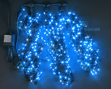 RL-S3*20F-B/B Светодиодная гирлянда 3 Нити по 20 м, флэш, синий Rich LED 