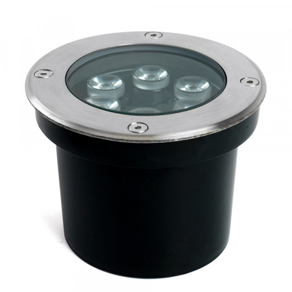 Светодиодный светильник тротуарный (грунтовый) Feron SP2802, 6W, AC/DC12-24V, низковольтный, 3000К, металлик, D120*H90mm, вн.диаметр: 90mm, IP67
