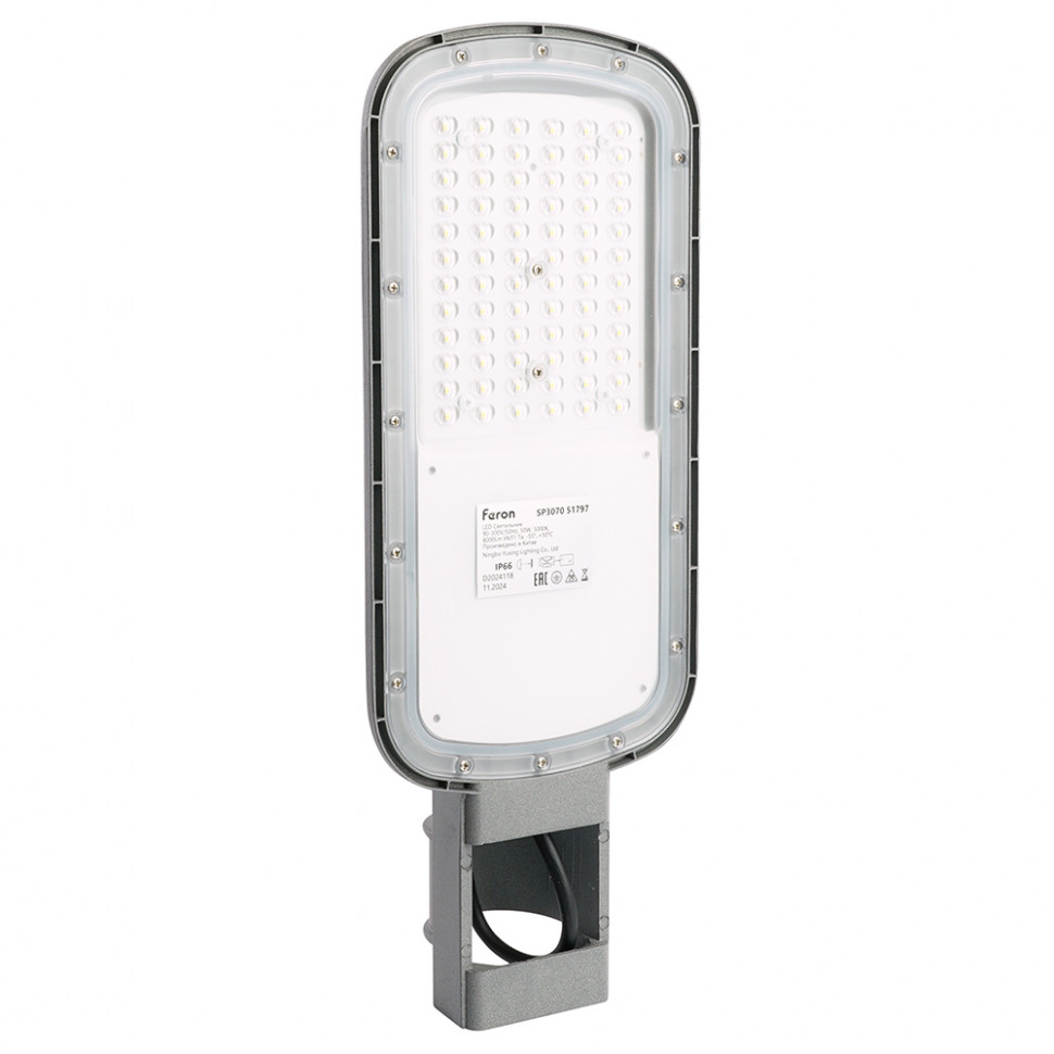 Светодиодный уличный консольный светильник Feron SP3070 50W 5000K AC90-300V, серый, артикул FERON 51797