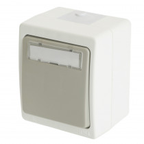 Выключатель 1-клавишный STEKKER PSW10-214-54 серия Велена 250V 10А IP54 с окном для маркировки, белый-серый