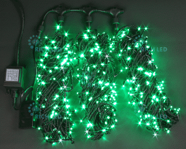 RL-S3*20F-B/G Светодиодная гирлянда 3 Нити по 20 м, флэш, зеленый Rich LED 