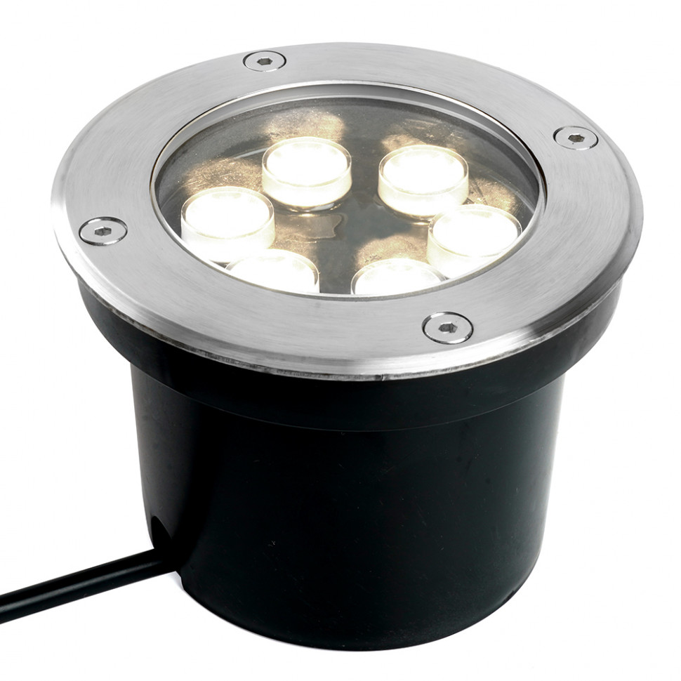 Светодиодный светильник тротуарный (грунтовый) Feron SP2802, 6W, AC/DC12-24V, низковольтный, 4000К, металлик, D120*H90mm, вн.диаметр: 90m, IP67, артикул FERON 48346