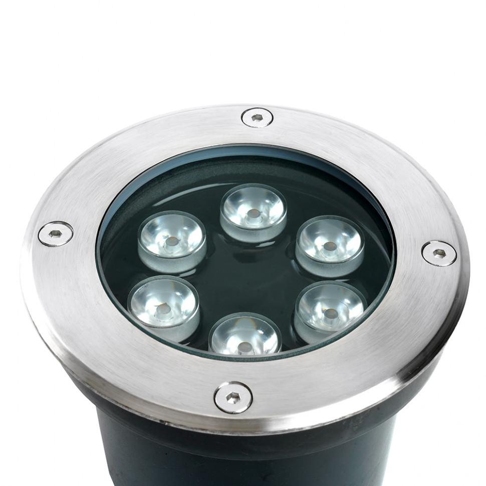 Светодиодный светильник тротуарный (грунтовый) Feron SP2802, 6W, AC/DC12-24V, низковольтный, 4000К, металлик, D120*H90mm, вн.диаметр: 90m, IP67, артикул FERON 48346