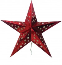 Новогоднее украшение на ёлку на батарейке, Звезда,красный свет, LT103