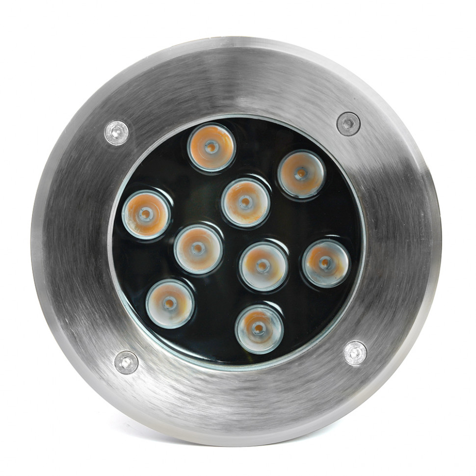 Светодиодный светильник тротуарный (грунтовый) Feron SP2803, 10W, AC/DC12V, низковольтный, 3000К, металлик, 160*H90mm, вн.диаметр: 110mm, IP67, артикул FERON 48469