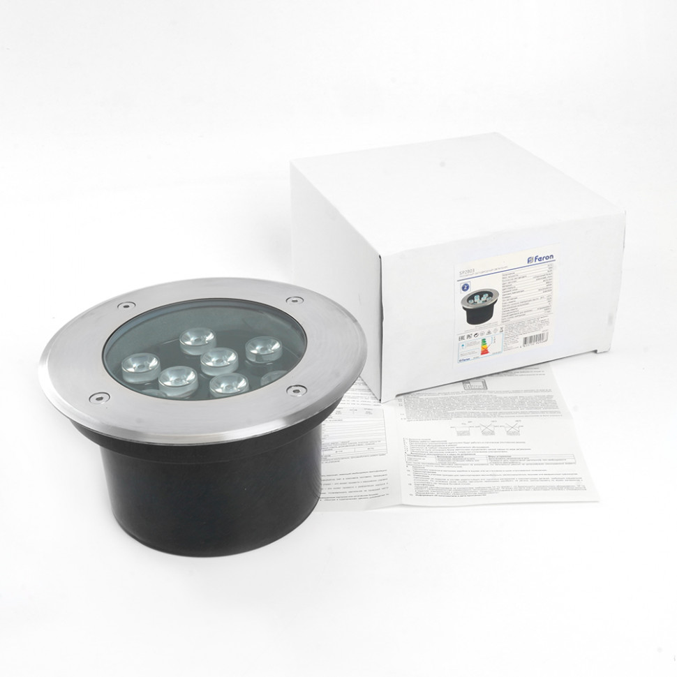 Светодиодный светильник тротуарный (грунтовый) Feron SP2803, 10W, AC/DC12V, низковольтный, 3000К, металлик, 160*H90mm, вн.диаметр: 110mm, IP67, артикул FERON 48469