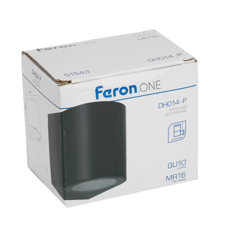 Светильник садово-парковый Feron.ONE DH014-P,на стену, GU10 220-240V, черный пластик, артикул FERON 51543