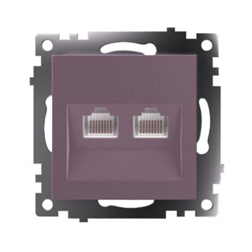 Розетка компьютерная 2-местная RJ-45 (механизм) STEKKER GLS00-7109-04, серия Катрин, шоколад, артикул STEKKER 50006