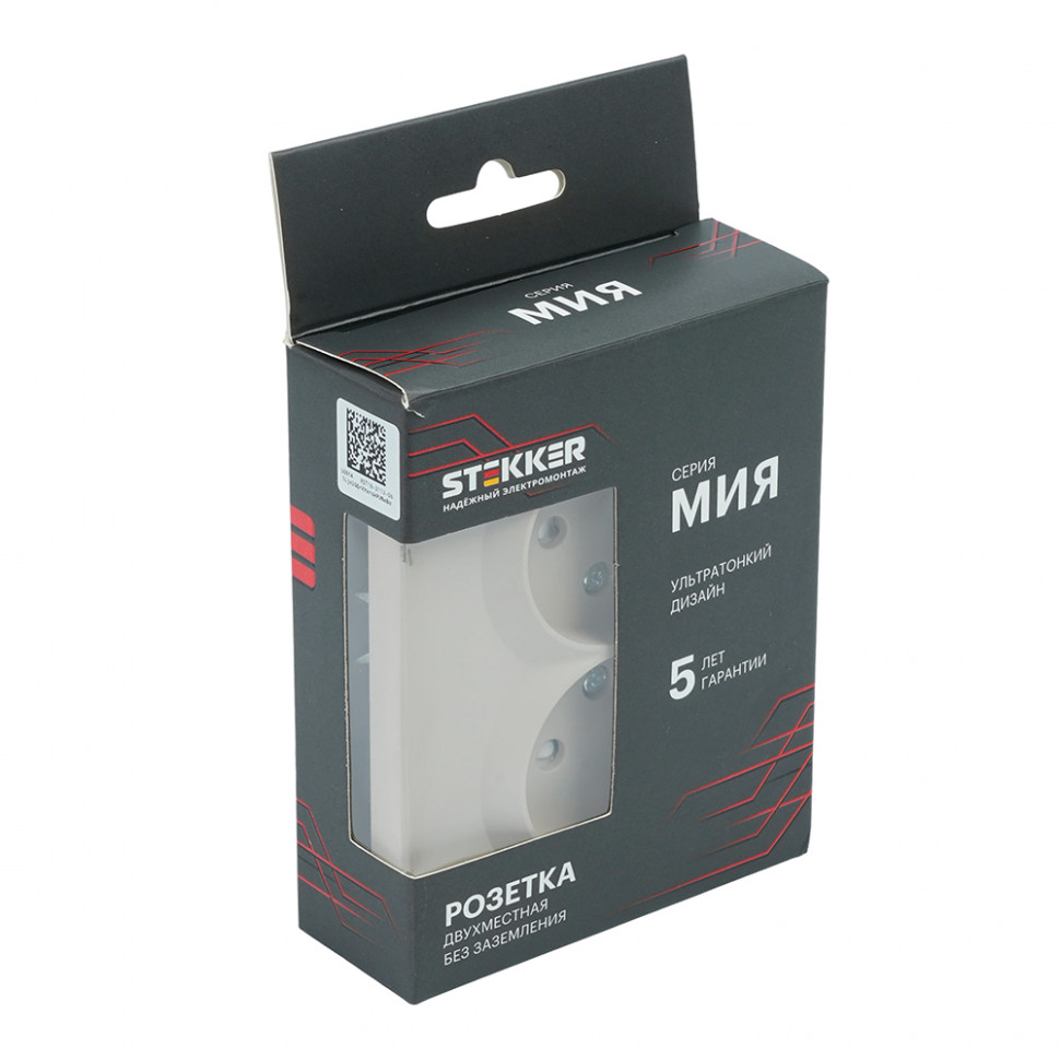 Розетка 2-местная с защитной шторкой (механизм), STEKKER, б/з, 250В, 16А, серия Мия, RST16-3109-01, белая магнолия, артикул STEKKER 50914