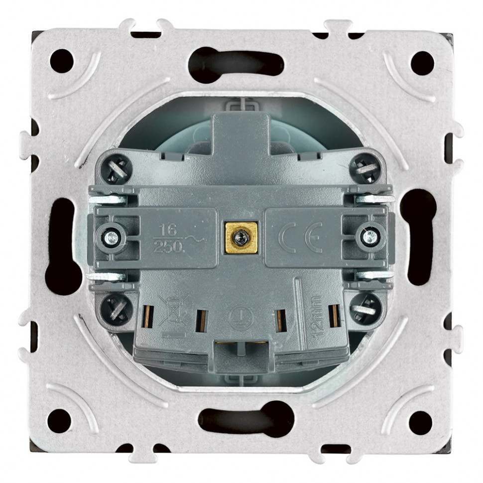 Розетка 1-местная с крышкой с защ. штор, STEKKER, с/з, IP42, 250В, 16А, серия Эмили, RST16-5112-10, платиново-серый, soft touch, артикул STEKKER 49959