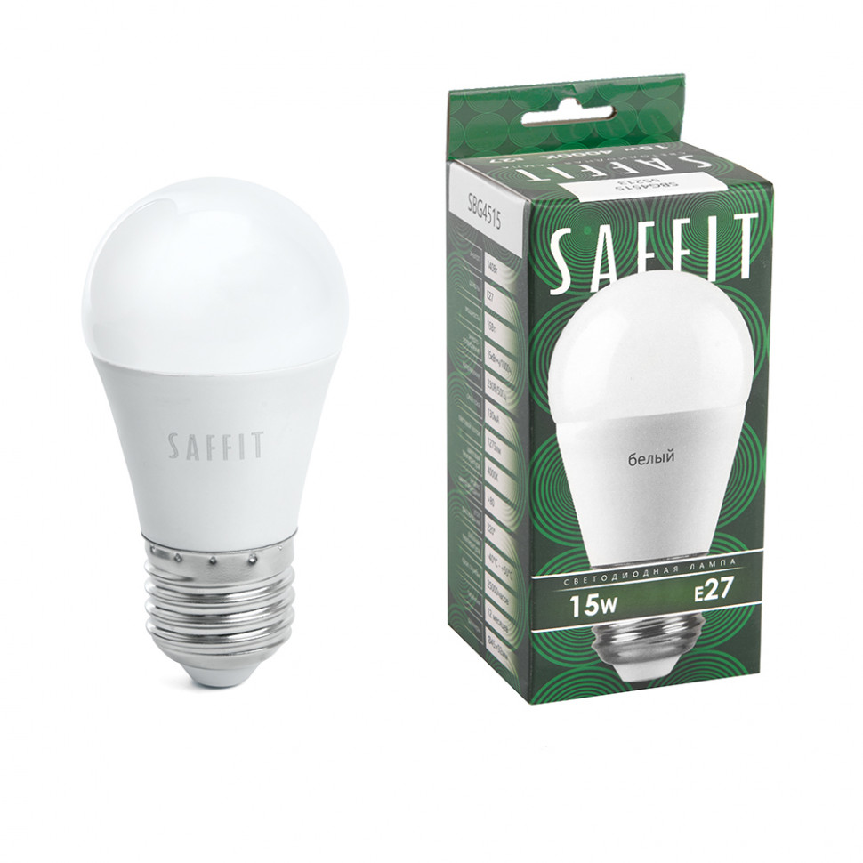 Лампа светодиодная SAFFIT SBG4515 Шарик E27 15W 230V 4000K, артикул SAFFIT 55213