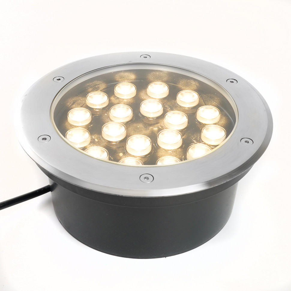 Светодиодный светильник тротуарный (грунтовый) Feron SP2804, 20W, AC/DC12V, низковольтный, 3000K, металлик, IP67, артикул FERON 48348