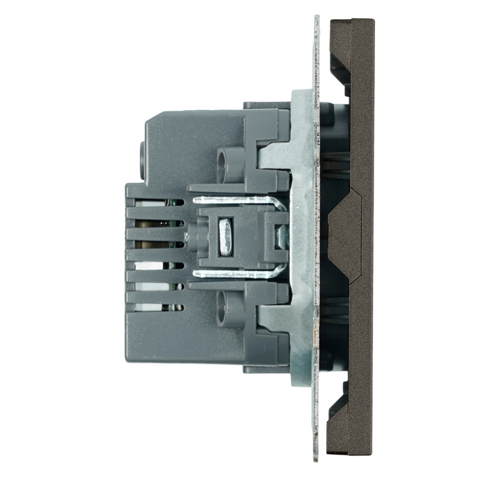 Розетка 2-местная USB + Type C (механизм), STEKKER, 250В, 20W, серия Эмили, RST10-5115-09, антрацит, soft touch, артикул STEKKER 49931