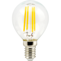 Лампа светодиодная Ecola globe   LED  5,0W G45 220V E14 2700K 360° filament прозр. нитевидный шар (Ra 80, 100 Lm/W) 78х45