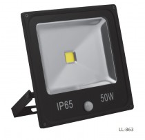 Прожектор c встроенным датчиком квадратный, 1COB*50W, 230V черный (IP65), LL-863 Feron