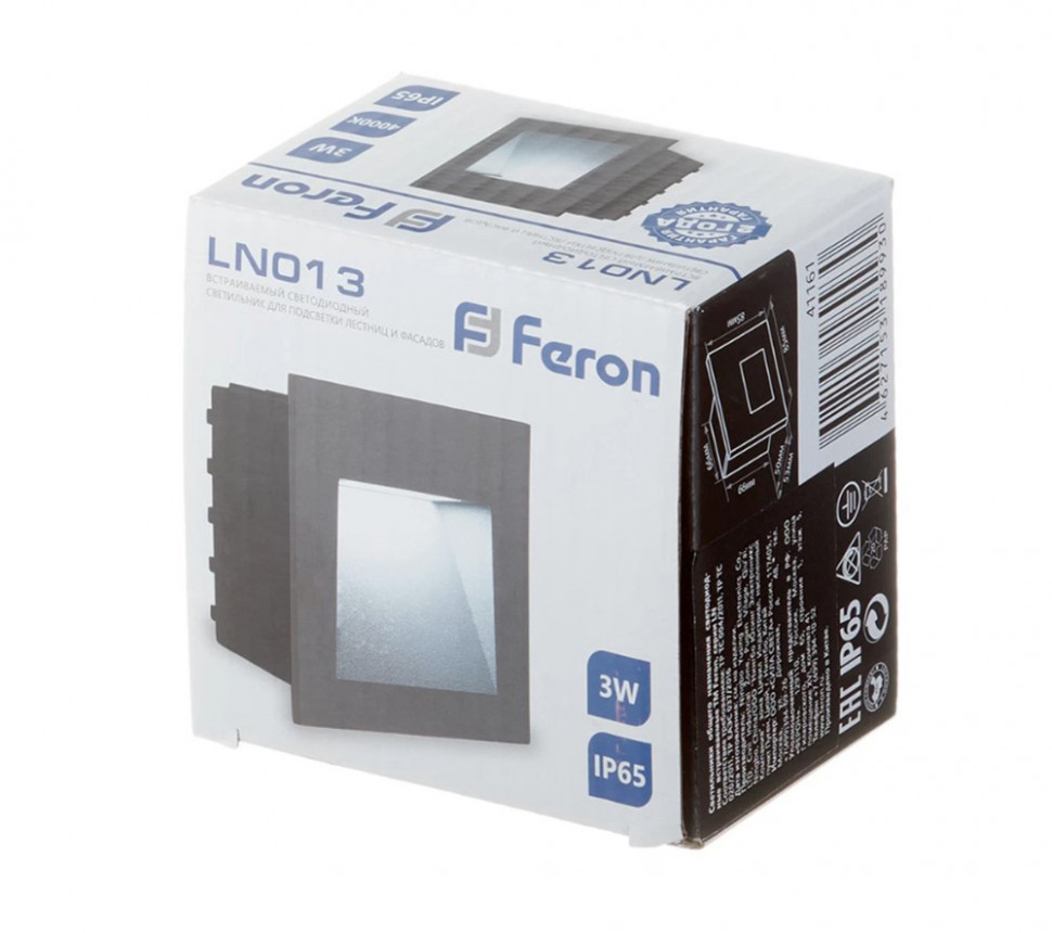 Светодиодный светильник Feron LN013 встраиваемый 3W 4000K, IP65, серый, артикул FERON 41175