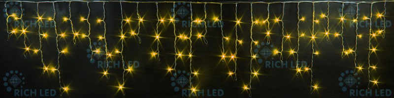 RL-i3*0.5-RW/Y Гирлянда бахрома 3*0.5 м желтый, белая резина Rich LED 