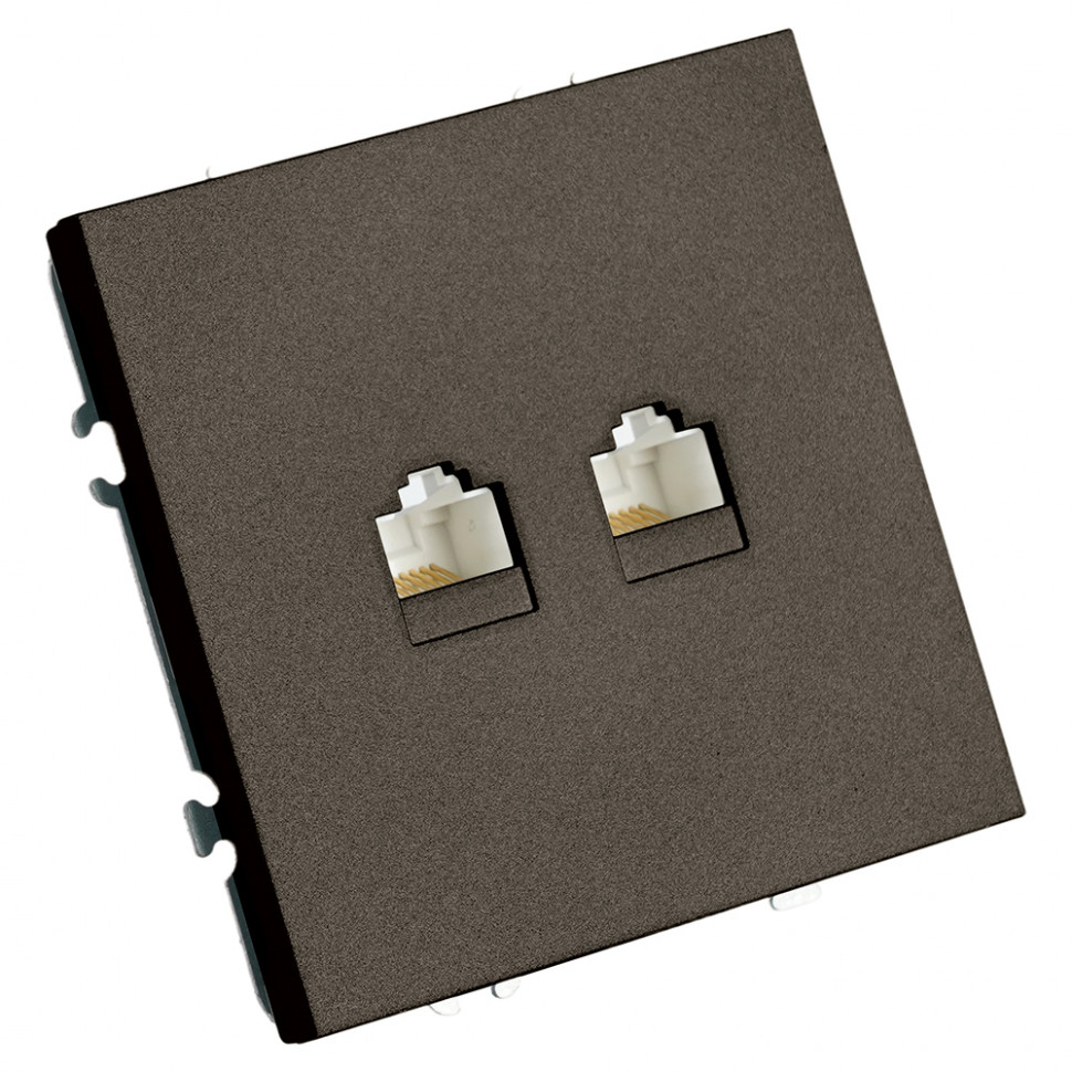 Розетка компьютерная 2-местная RJ-45 (механизм), STEKKER, серия Эмили, RST00-5111-09, антрацит, soft touch, артикул STEKKER 49926