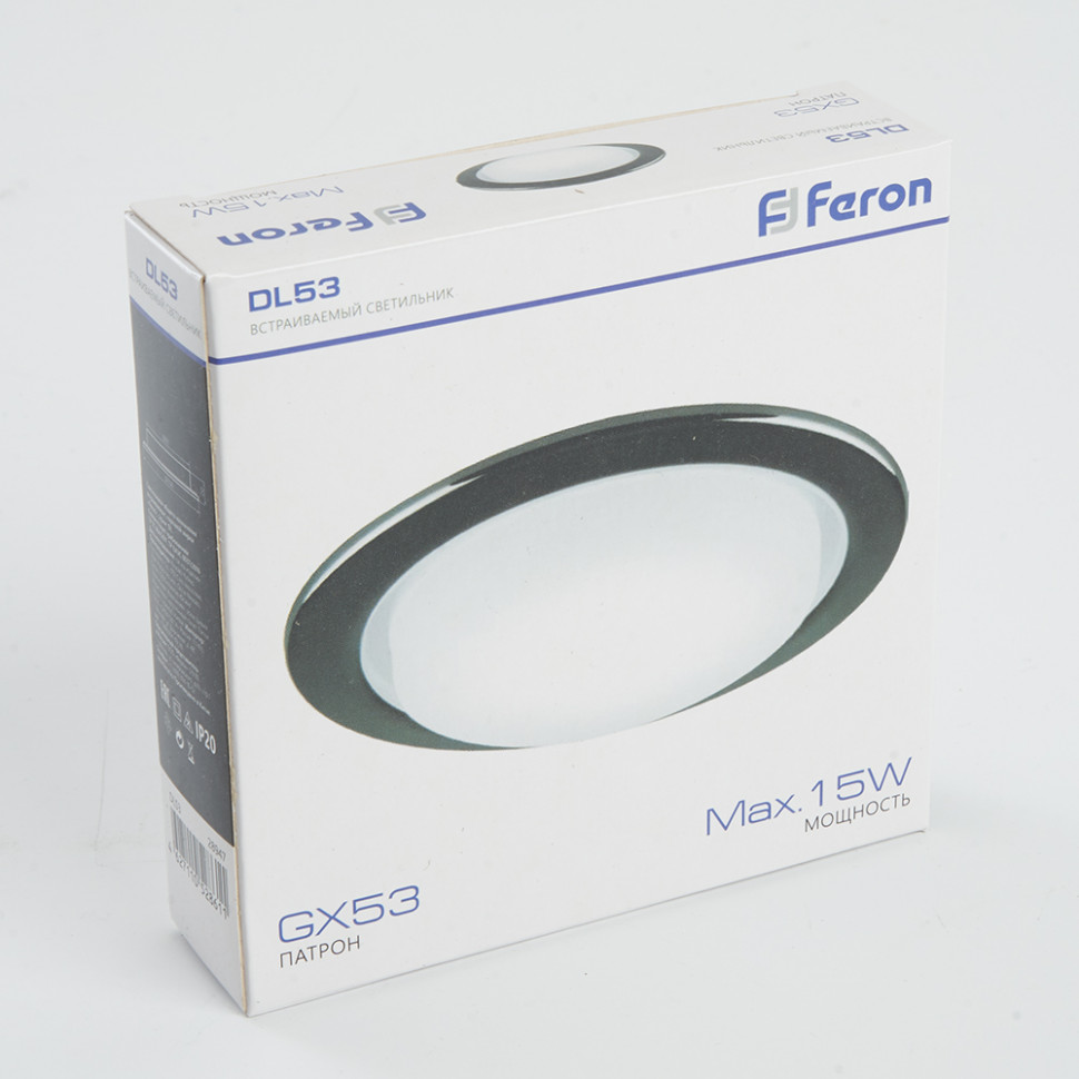 Светильник встраиваемый Feron DL53 потолочный GX53 черный хром, артикул FERON 28947