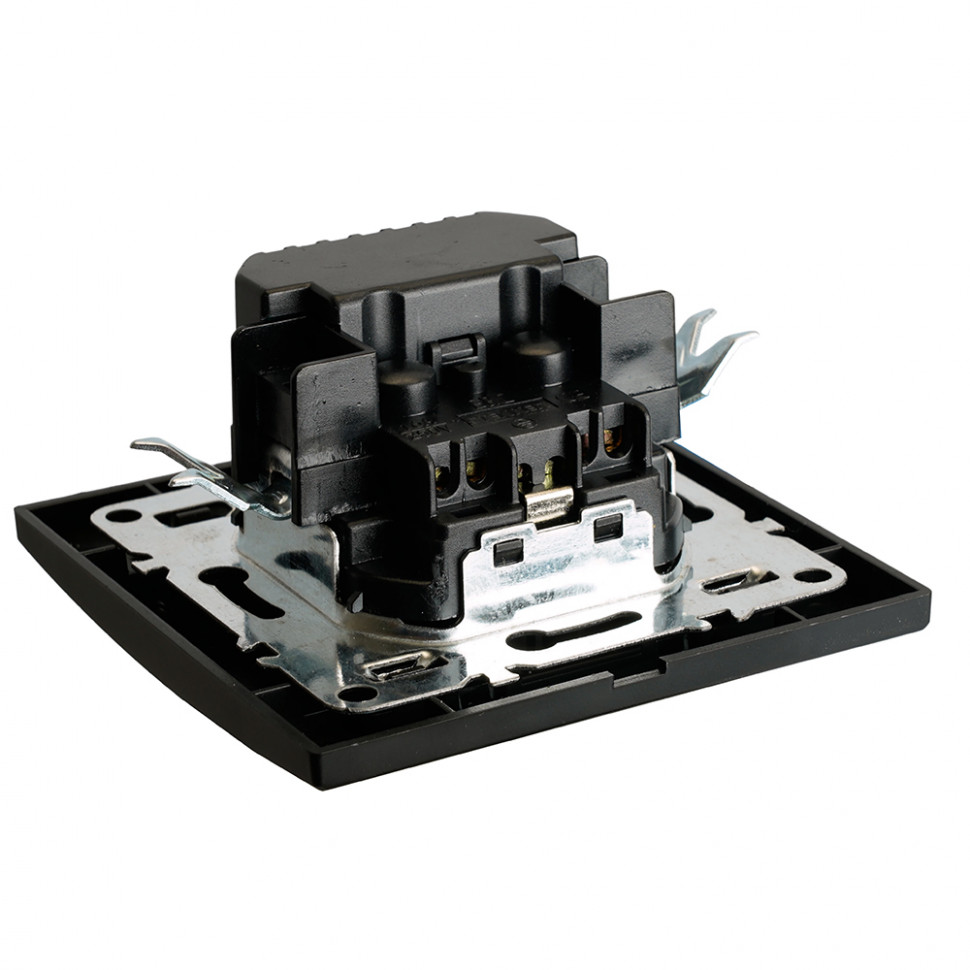 Розетка 1-местная с/з STEKKER, PST16-9016-03, 250В, 16А с USB+ type C, серия Эрна, черный, артикул STEKKER 50078